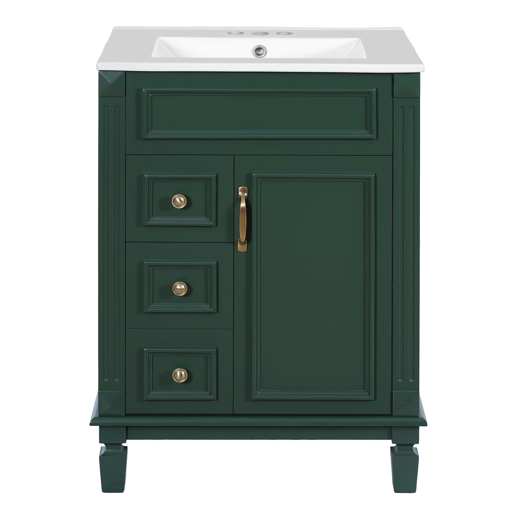 Iseryn 24-in Green Undermount Single Sink Bathroom Vanity with White Ceramic Top