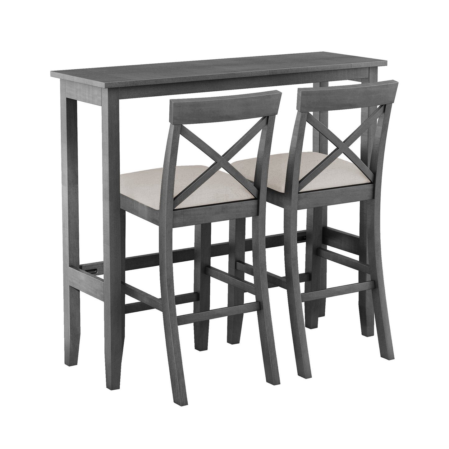 SINOFURN Gray Rustic Dining Room Set with Rectangular Table ( Seats 2 )