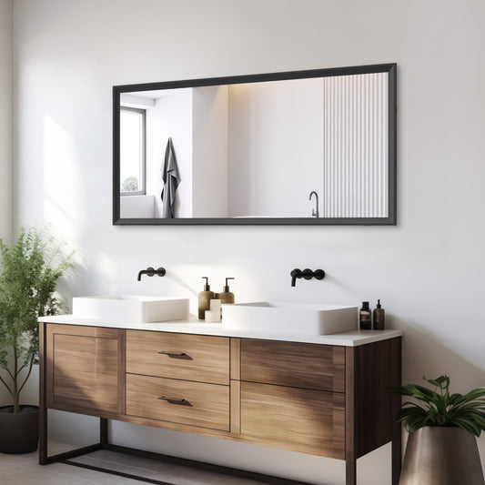 Poinic 60-in W x 30-in H Rectangle Black Framed Vanity Mirror
