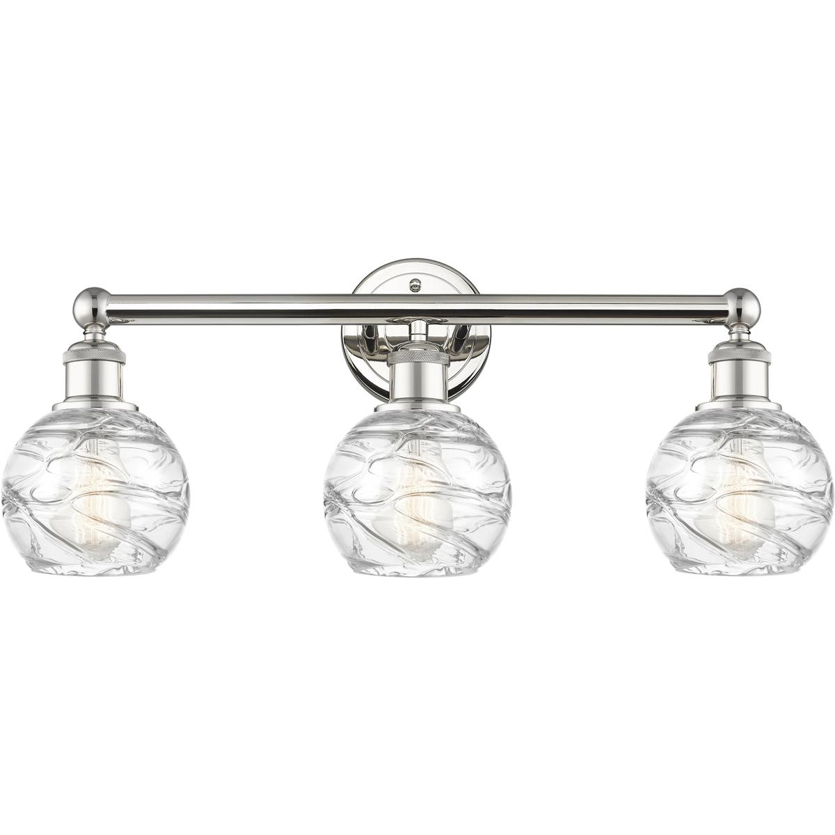 Innovations Lighting  616-3W-PN-G1213-6 Athens Deco Swirl Bathroom Vanity Light Polished Nickel