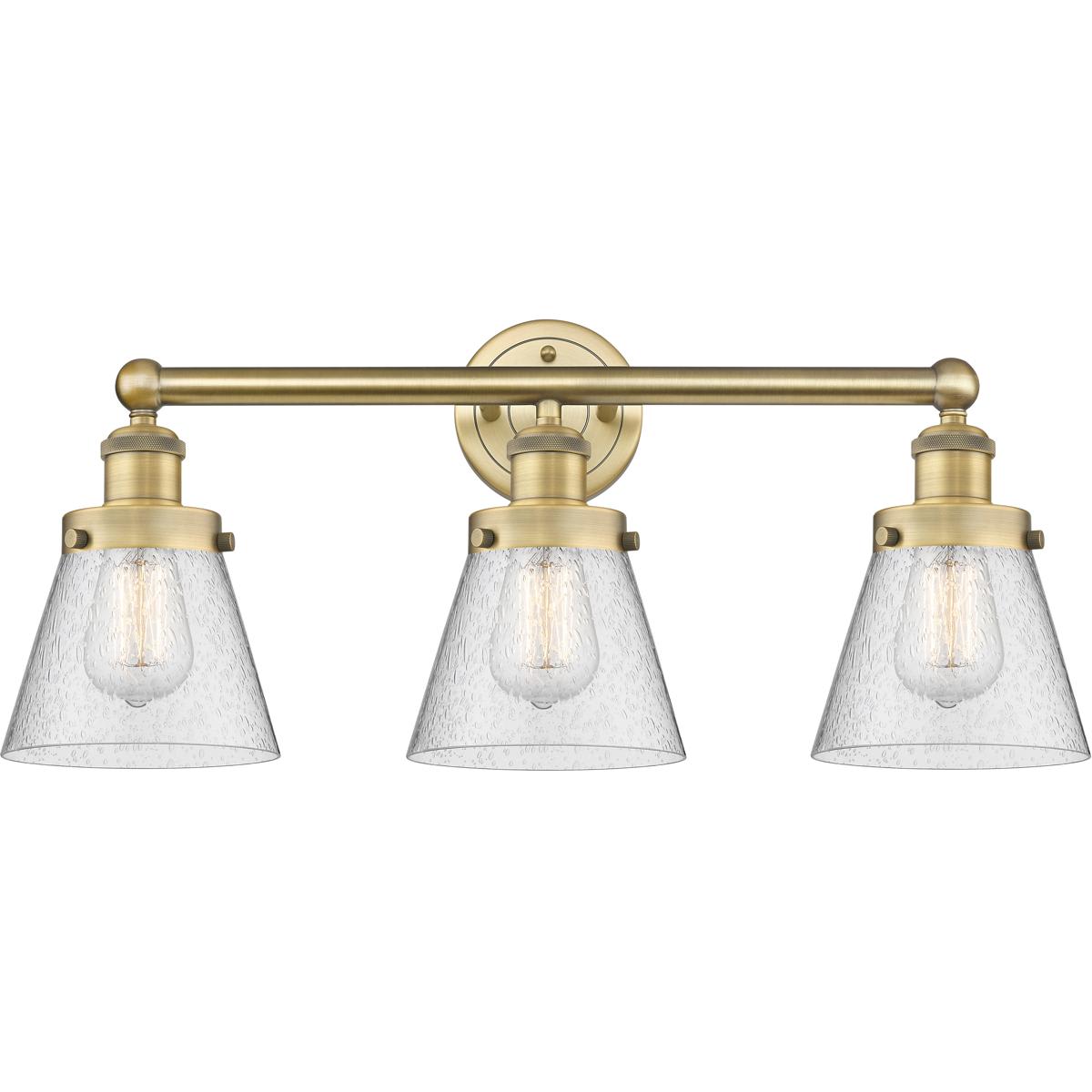 Innovations Lighting  616-3W-BB-G64 Cone Bathroom Vanity Light Brushed Brass