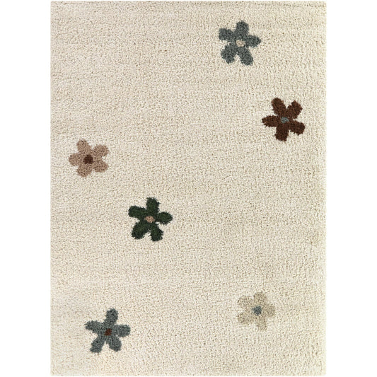 Balta Floral Shag 8 x 10 (ft) Tufted Polypropylene Green Rectangular Indoor Floral/Botanical Mid-Century Modern Spot Clean Only Pet Friendly Area rug