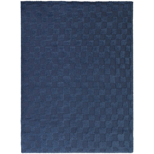 Balta Bingham 8 x 10 (ft) Tufted Polyester/Polypropylene Blue Rectangular Indoor Checkered Mid-Century Modern Spot Clean Only Pet Friendly Area rug