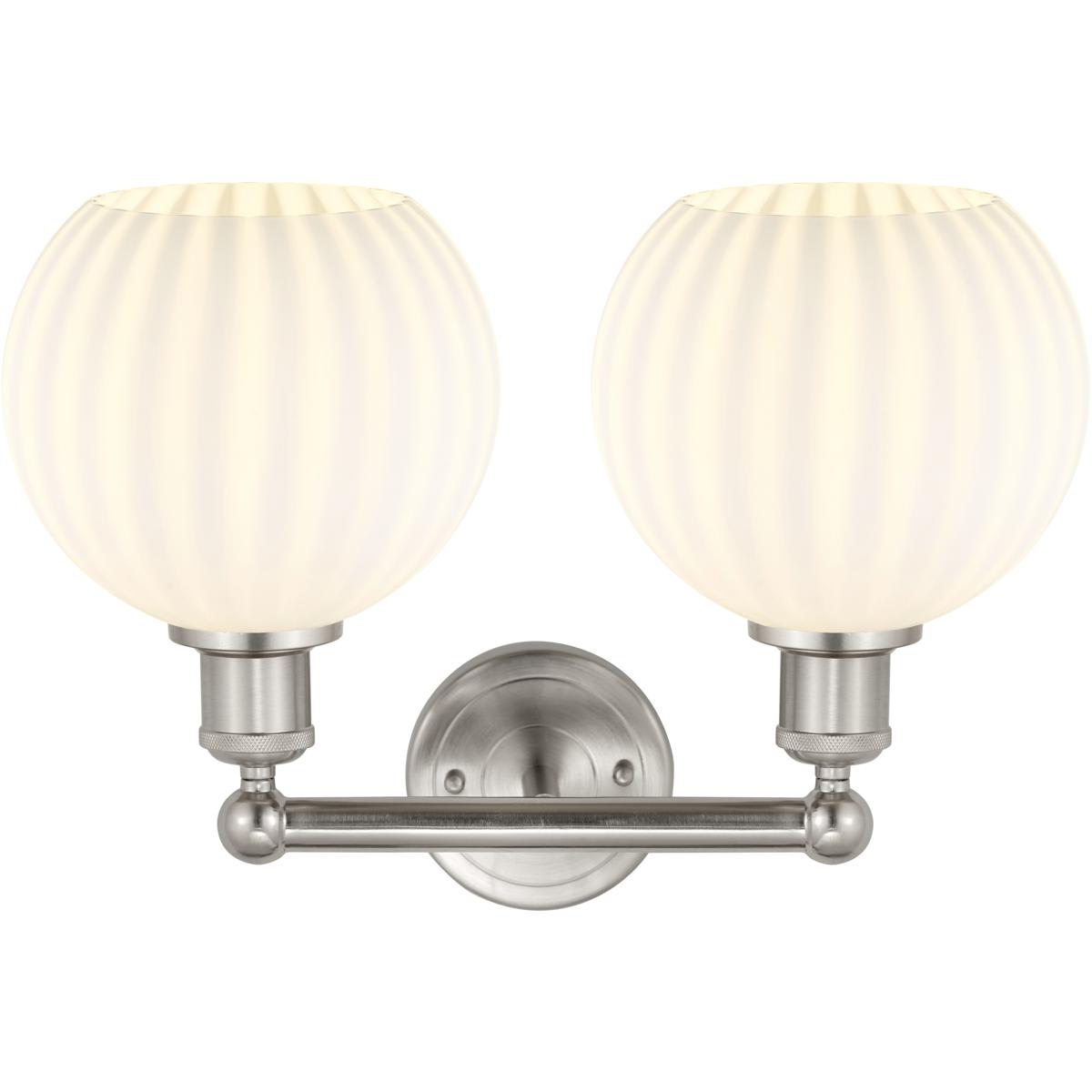 Innovations Lighting  616-2W-SN-G1217-8WV Edison White Venetian Bathroom Vanity Light Satin Nickel