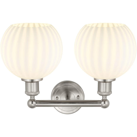 Innovations Lighting  616-2W-SN-G1217-8WV Edison White Venetian Bathroom Vanity Light Satin Nickel