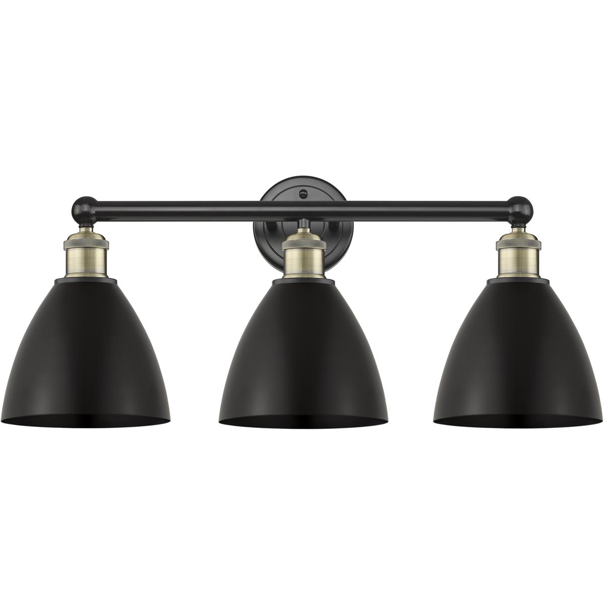 Innovations Lighting  616-3W-BAB-MBD-75-BK Metal Bristol Bathroom Vanity Light Black Antique Brass