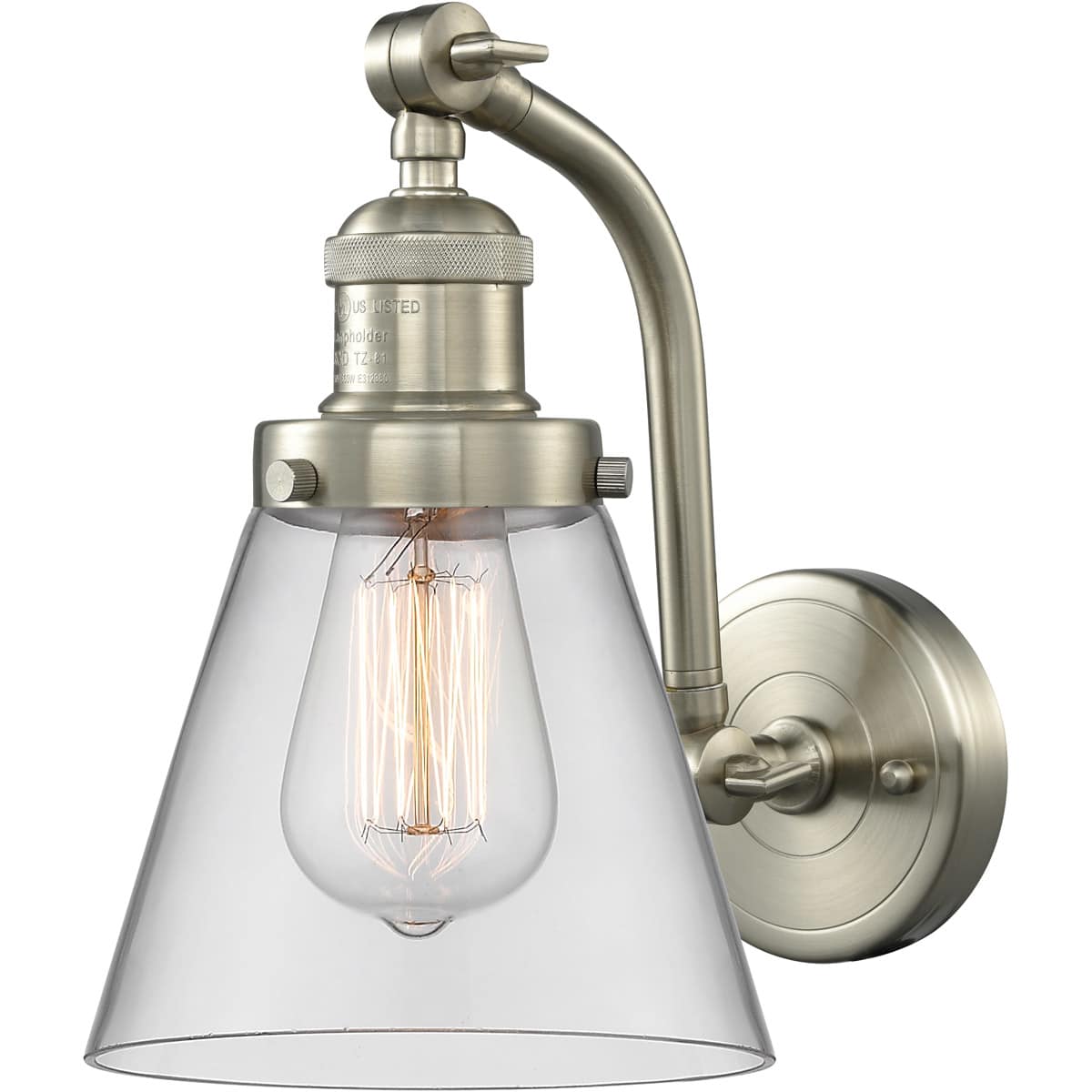 Innovations Lighting  515-1W-SN-G62-LED Franklin Restoration Small Cone Wall Sconce