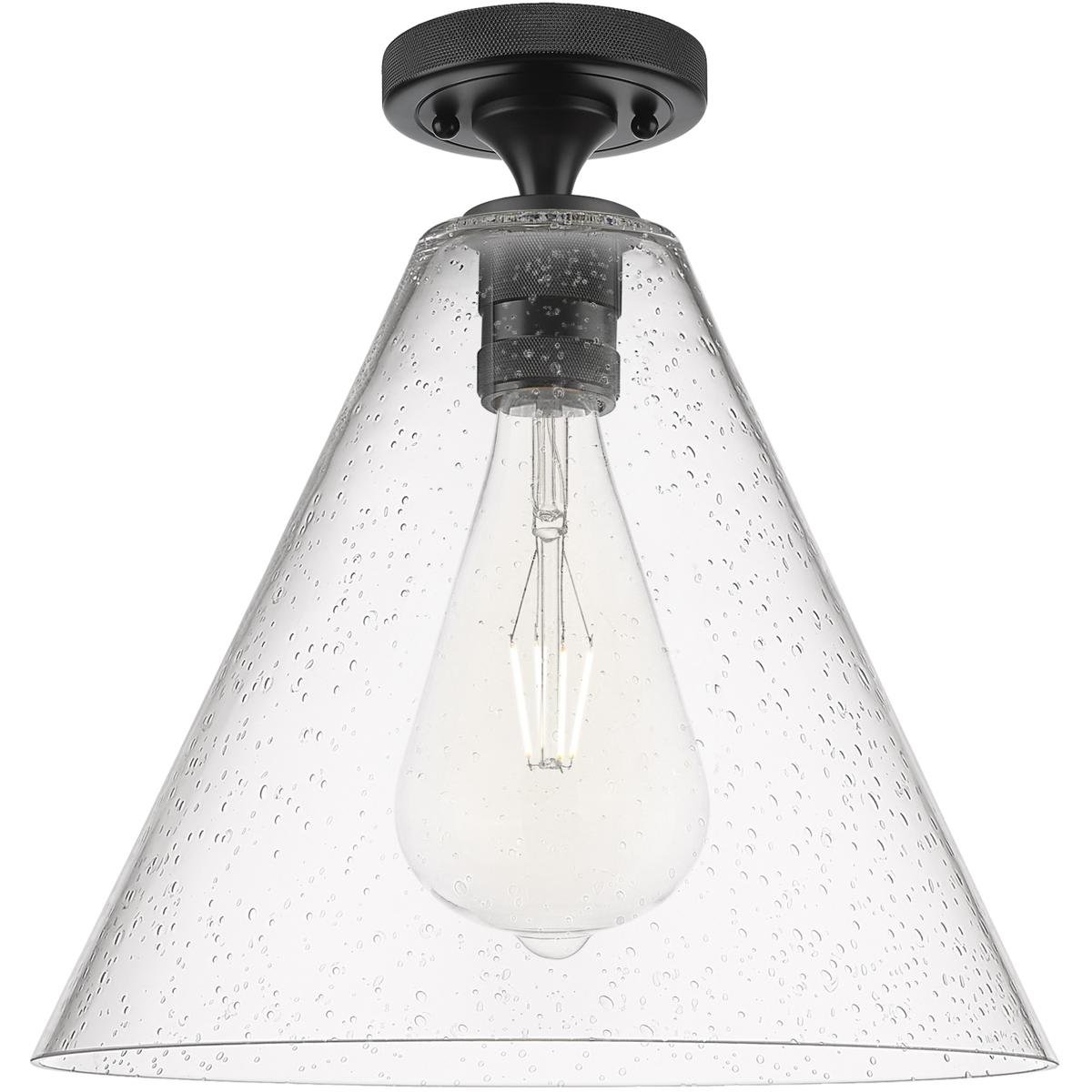 Innovations Lighting  434-1F-BK-GBC-124 Crown Point Flush Mount Matte Black