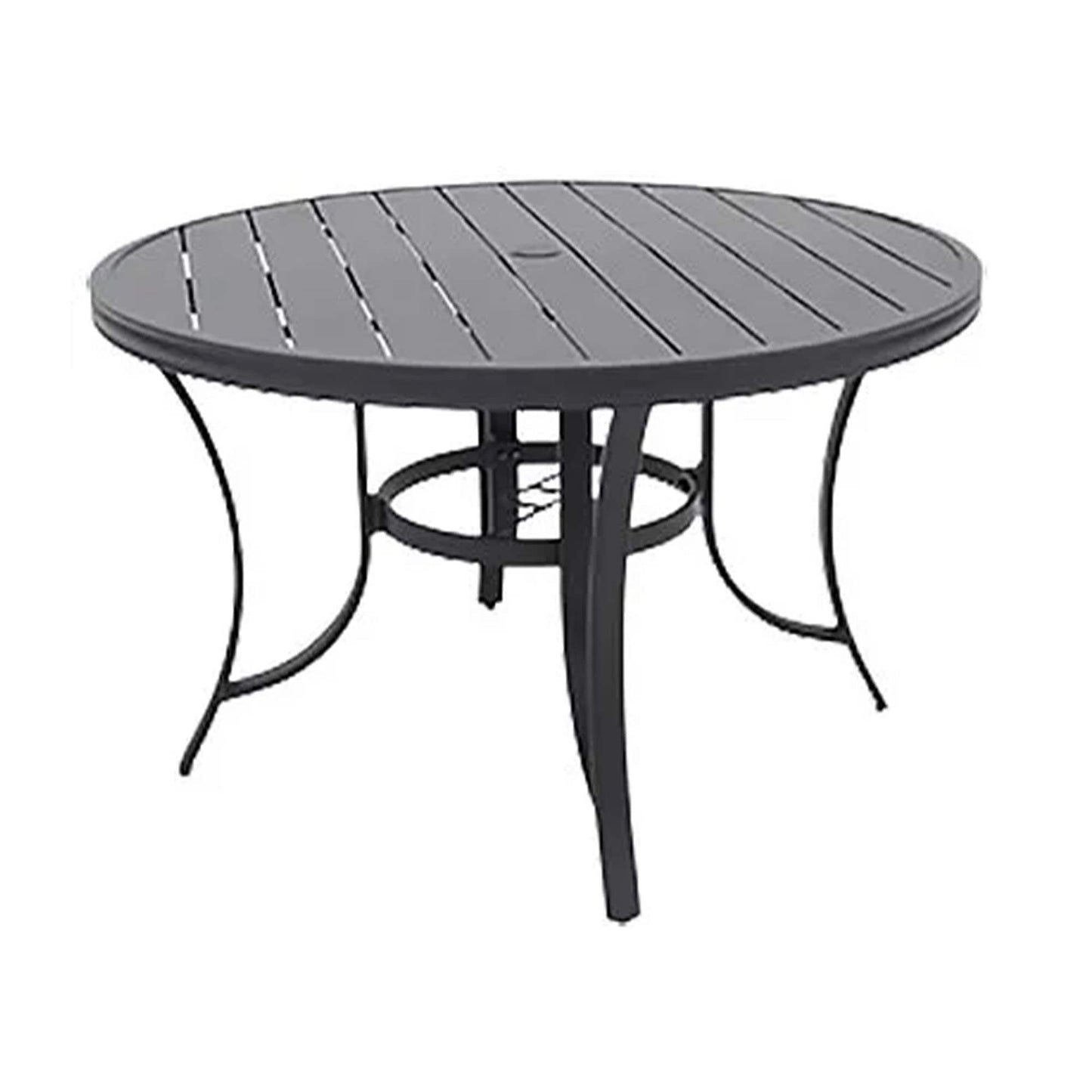 Four Seasons Courtyard  Palermo Slat Top Dining Table with Umbrella Hole Gray