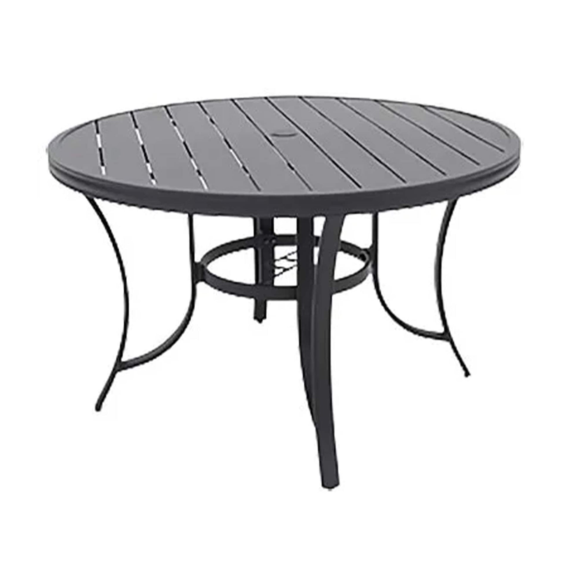 Four Seasons Courtyard  Palermo Slat Top Dining Table with Umbrella Hole Gray