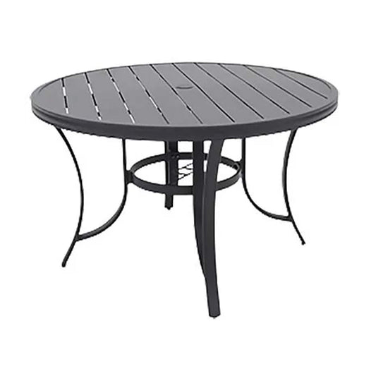 Four Seasons Courtyard  Palermo Slat Top Dining Table with Umbrella Hole Gray