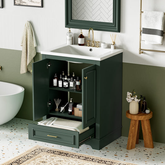 Aortzio Unassembled 24-in Green Undermount Single Sink Bathroom Vanity with Green Ceramic Top