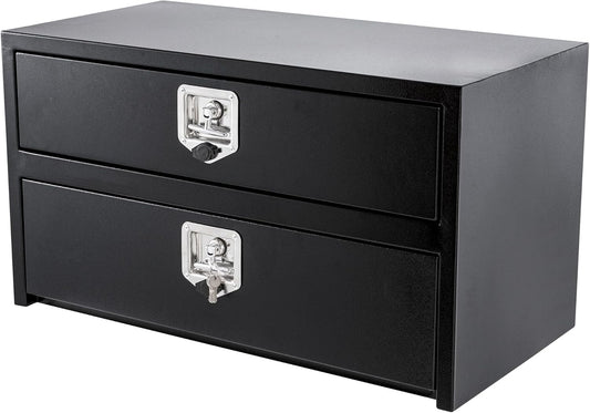 Der Rose 36-18-20 inch Two-Tier Truck Tool Box Heavy Duty Steel 1 Drawer T-Handle LockStorage Tool Box Tool Chest Organizer Waterproof For Pickup Truck Bed RV Trailer