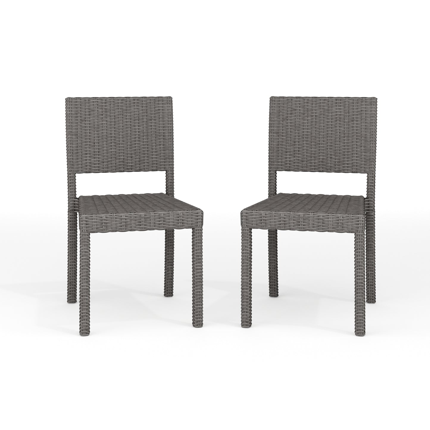 Martha Stewart Bedford Set of 2 Indoor-Outdoor Stackable Patio Dining Chairs in Gray Rattan Wicker