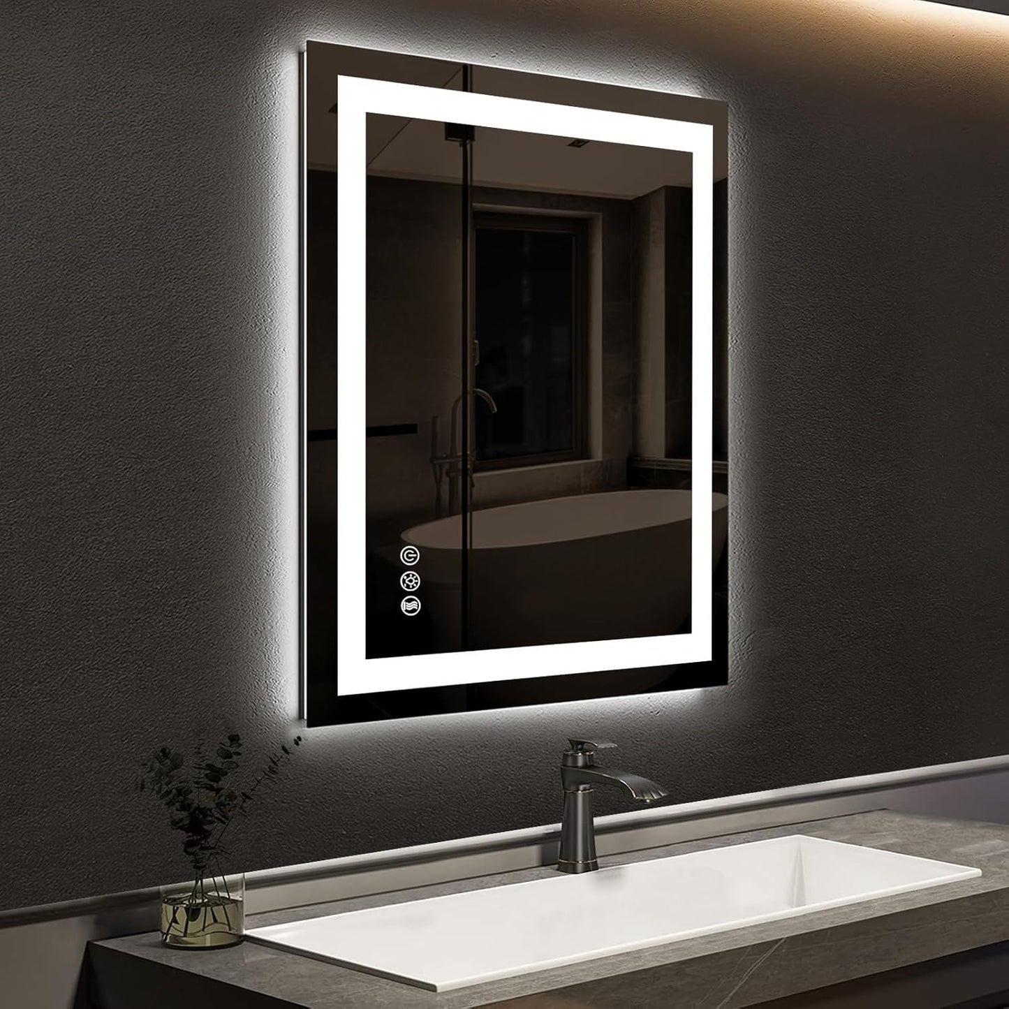 LOVMOR  36x72 Inch LED Bathroom Mirror with Anti Fog Dimmable Lights 3 Color Temperature Memory Function ETL Certified