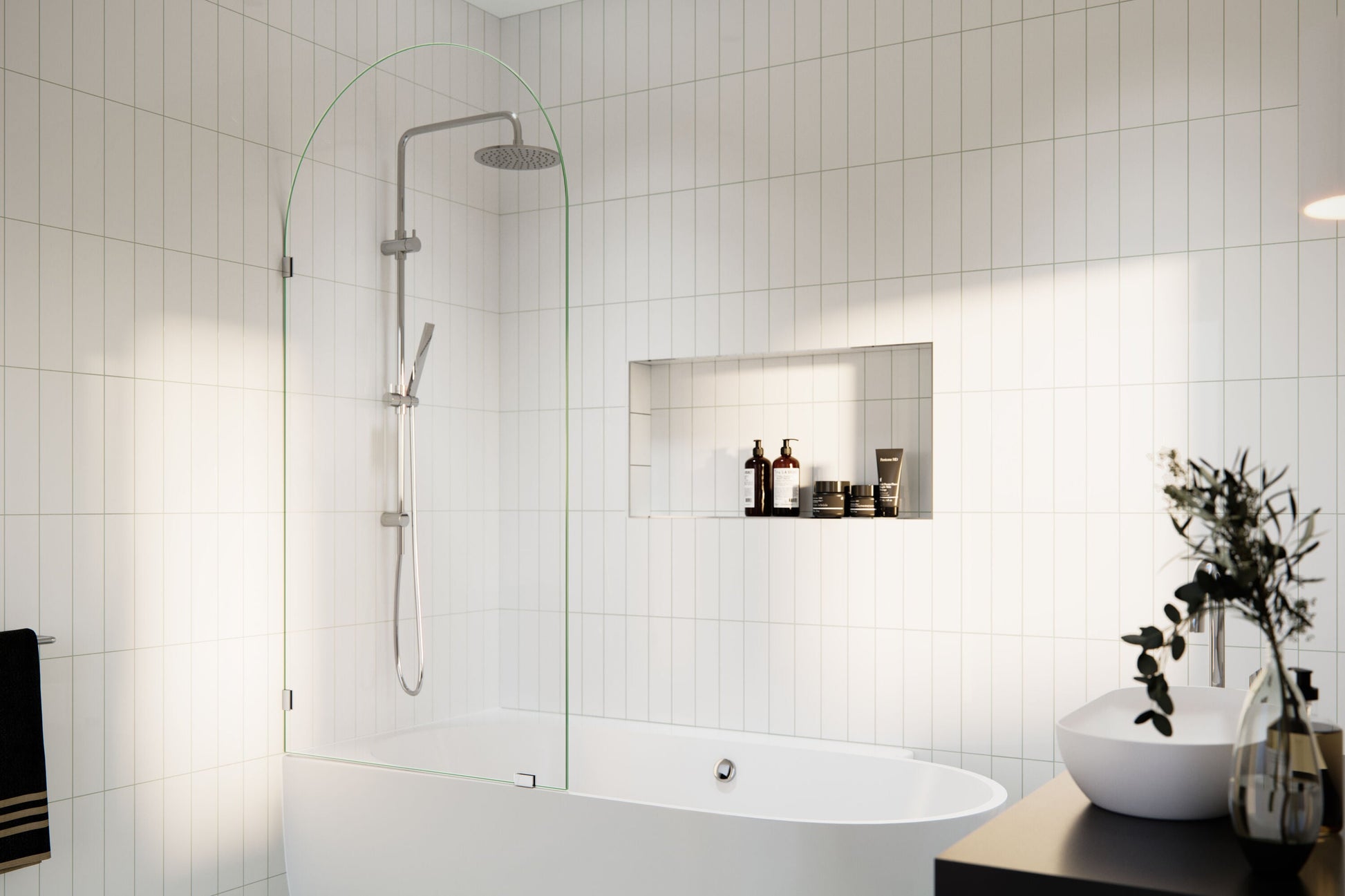 Glass Warehouse Venus Polished Chrome 34-in W x 66.75-in H Frameless Fixed Bathtub Door