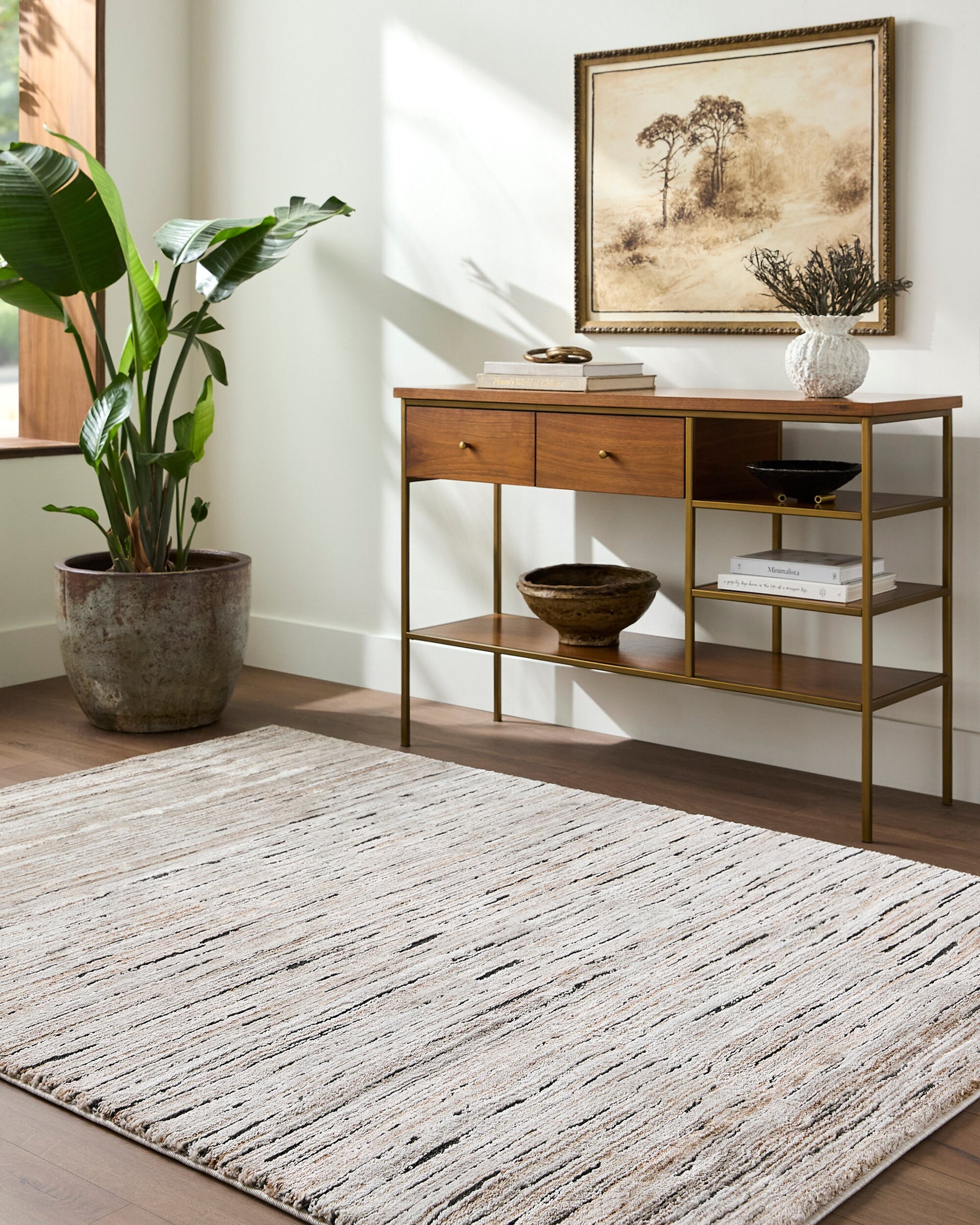 Livabliss Montana 5 x 7 (ft) Flatweave Polyester/Polypropylene Brown/Beige Rectangular Indoor Abstract Mid-Century Modern Spot Clean Only Pet Friendly Area rug