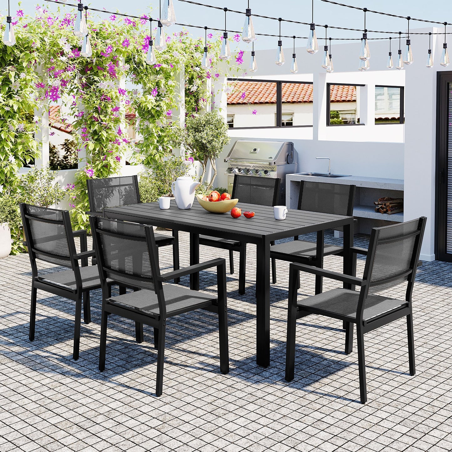 LOVMOR High Quality Steel Outdoor Table Chair Set Patio Balcony Backyard