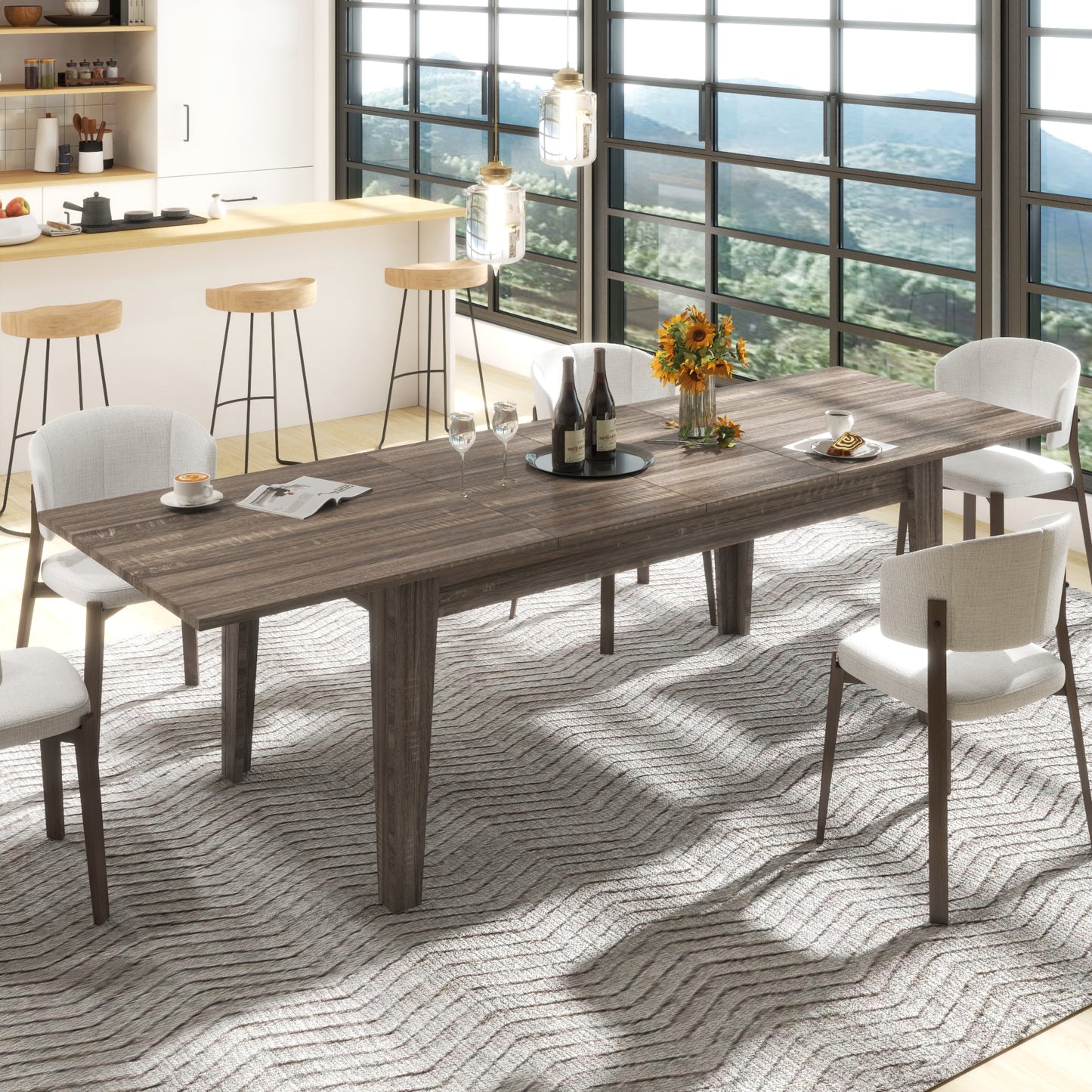 LOVMOR Large Extendable Kitchen Dining Table