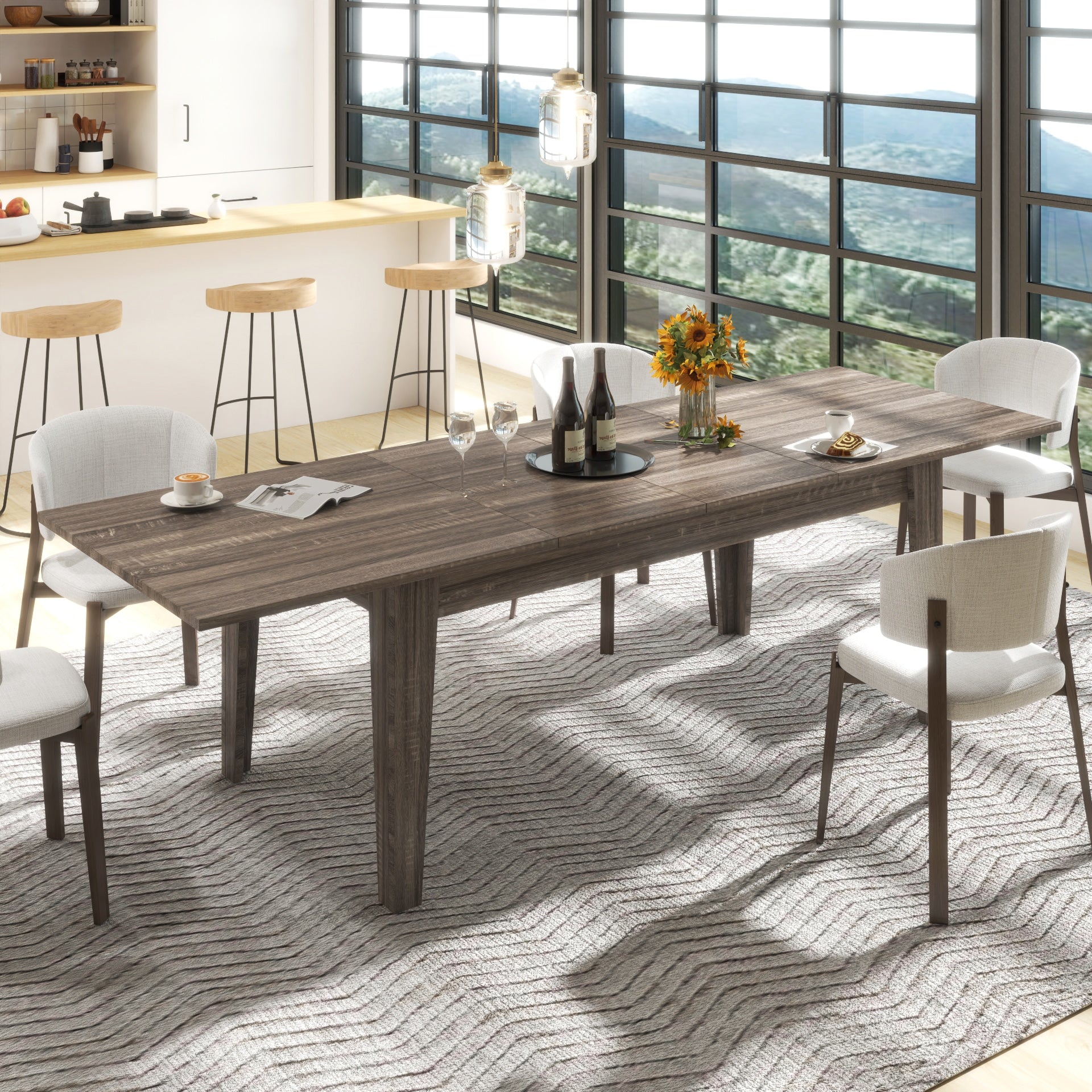 LOVMOR Large Extendable Kitchen Dining Table