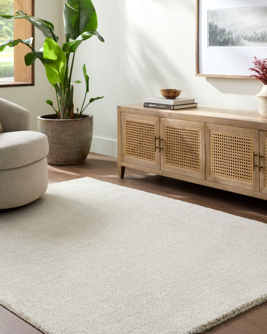 Livabliss Gavic 5 x 7 (ft) Flatweave Polyester/Polypropylene Off-white/Cream Rectangular Indoor Mid-Century Modern Spot Clean Only Pet Friendly Area rug