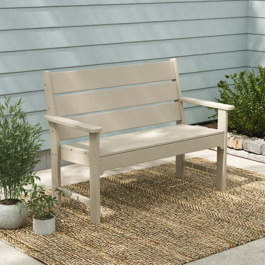 POLYWOOD Lakeside 48.5-in W x 35.18-in H Sand Plastic Garden Bench