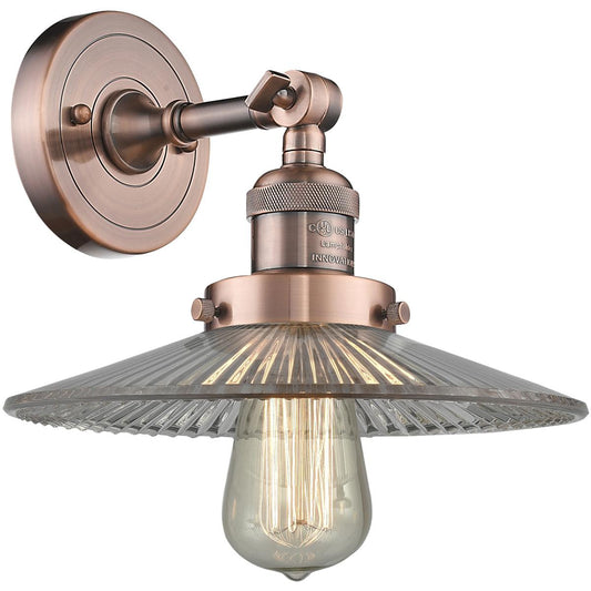 Innovations Lighting  201F-AC-G2-LED Franklin Restoration Halophane Semi-Flush Mount Antique Copper