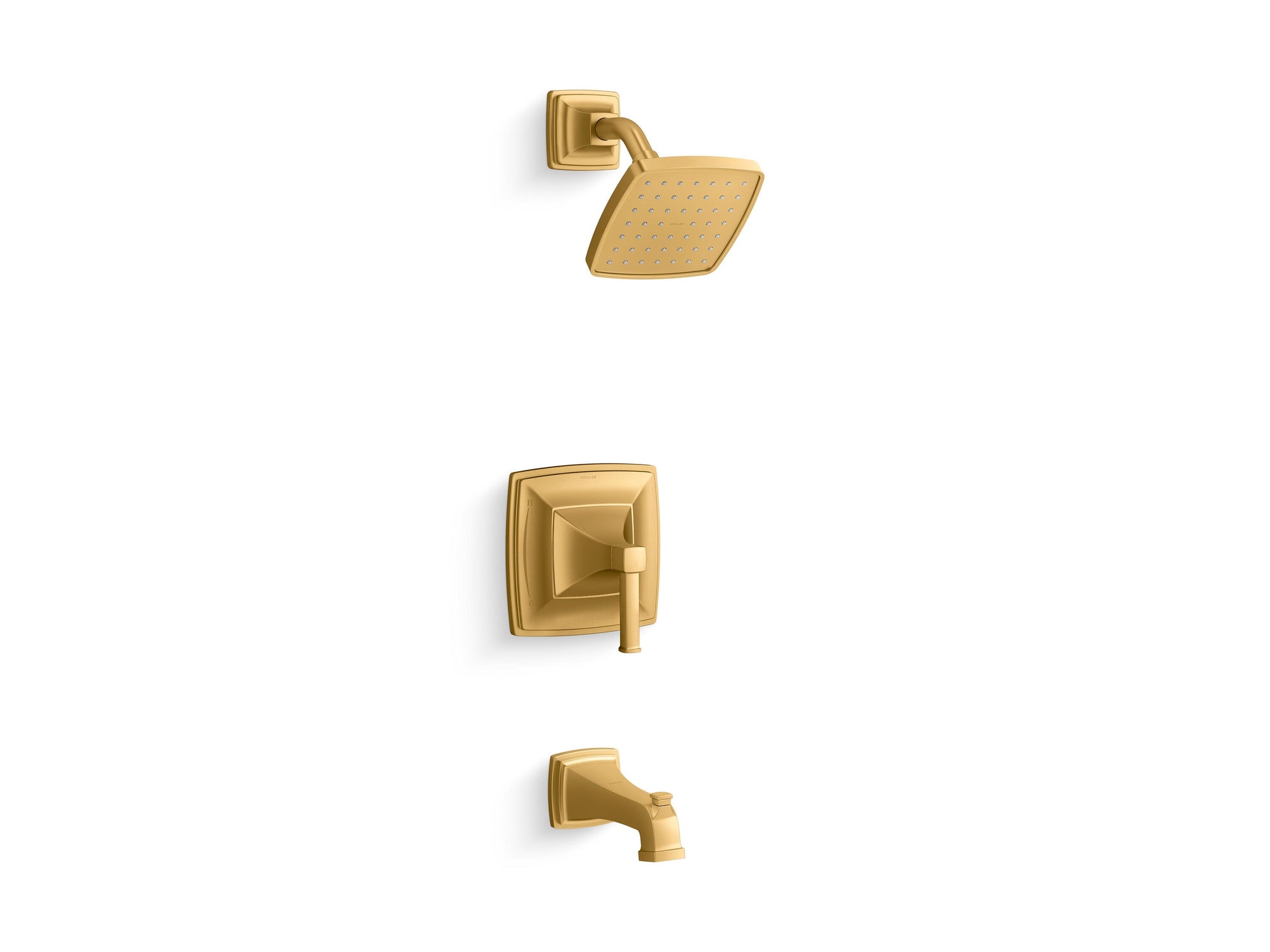 KOHLER Riff 2.5 GPM 1-Handle Rite-Temp Tub and Shower Trim Kit in Vibrant Brushed Moderne Brass (Valve Not Included)
