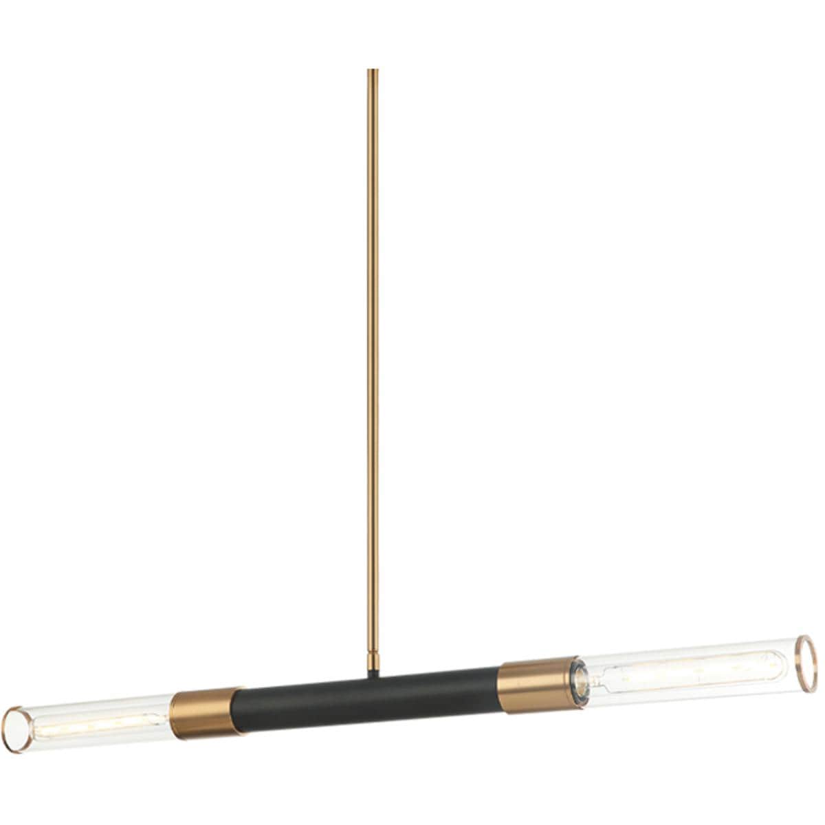 Matteo  Lighting C61202MBAG Tubo Pendant Matte Black and Aged Gold Brass