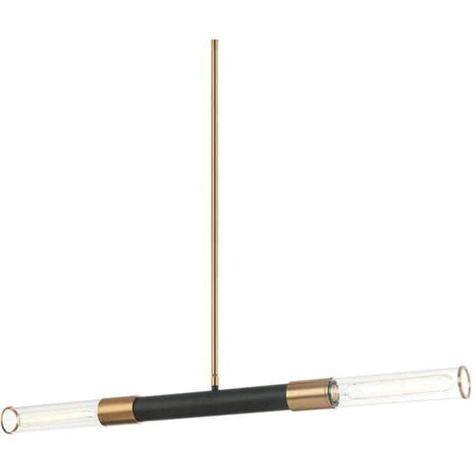 Matteo  Lighting C61202MBAG Tubo Pendant Matte Black and Aged Gold Brass