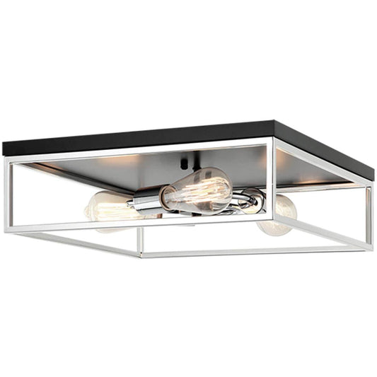 Matteo  Lighting M15543BKCH Clarke 3 Light 16 inch Black and Chrome Flush Mount Ceiling Light