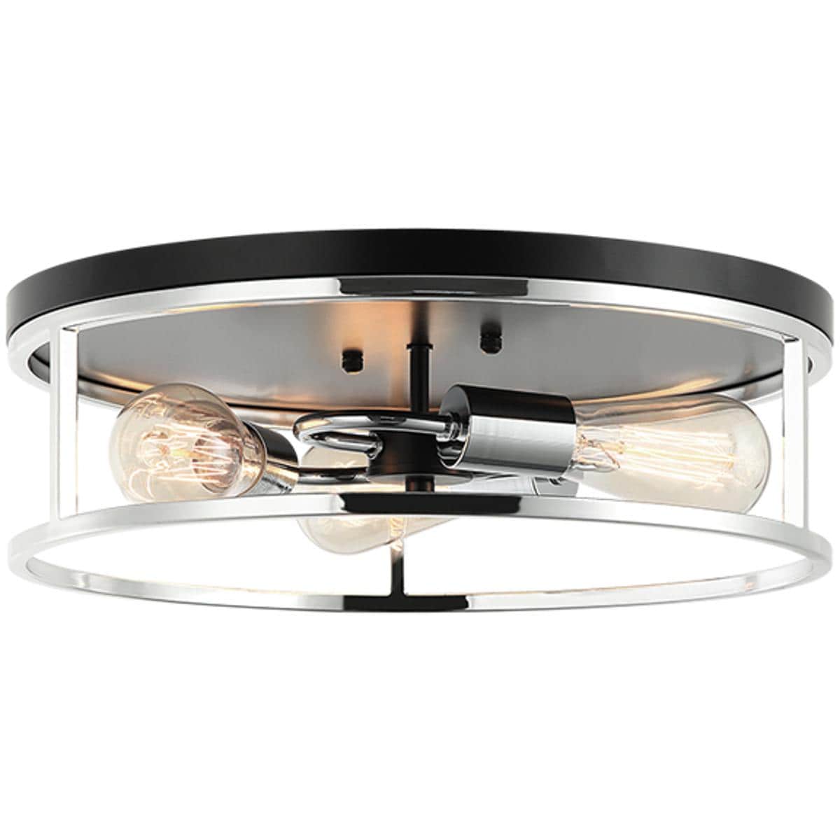 Matteo  Lighting M15503BKCH Clarke 3 Light 16 inch Black and Chrome Flush Mount Ceiling Light