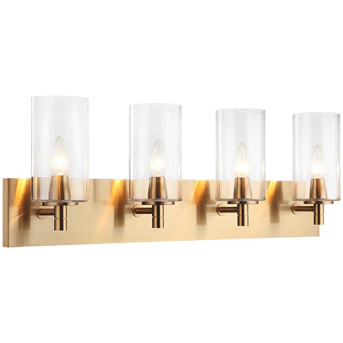 Matteo  Lighting S04904AGCL Candela Wall Sconce Wall Light in Aged Gold Brass and Clear
