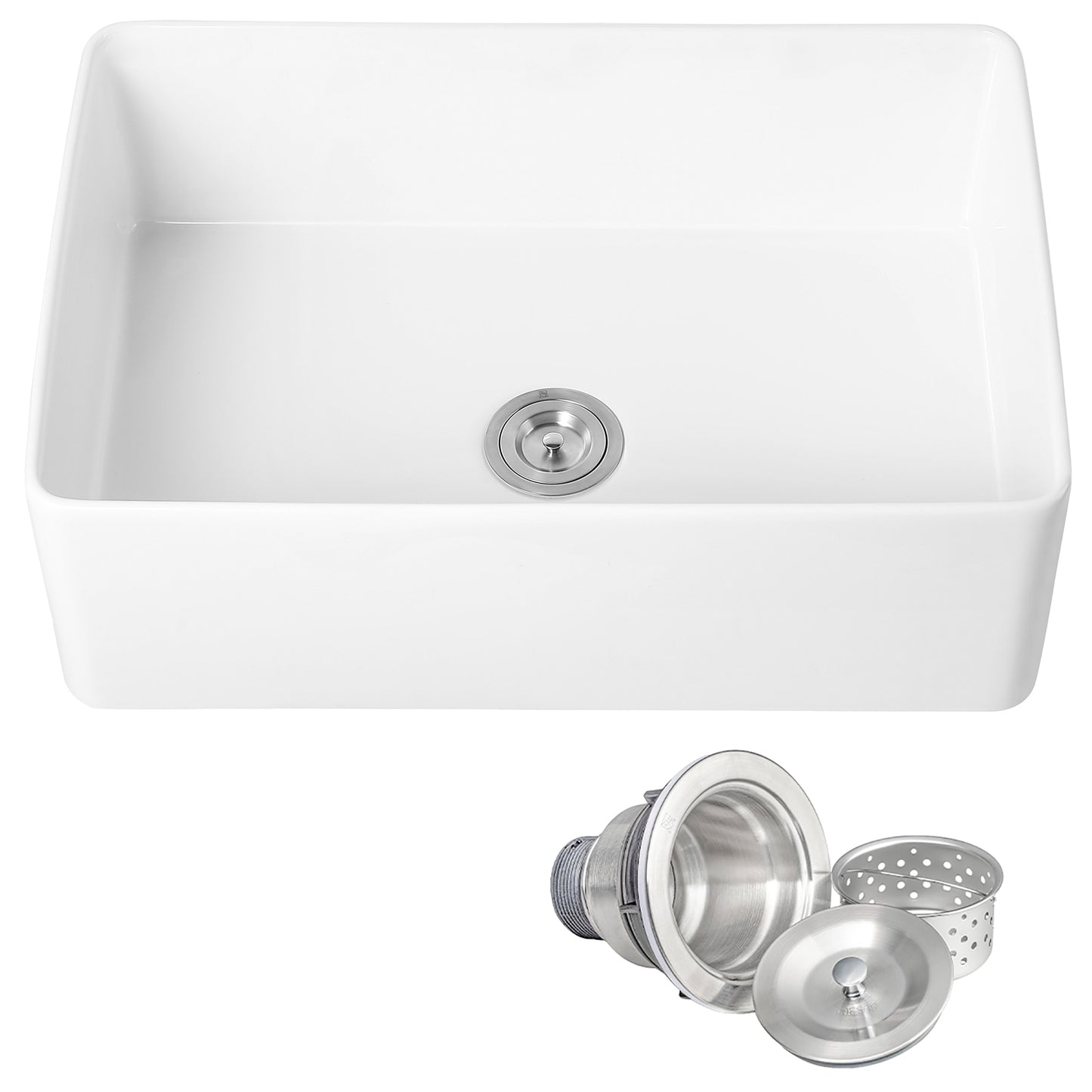 AKDY Fireclay Sink Farmhouse apron front 30-in x 20-in Fireclay Single bowl Kitchen Sink