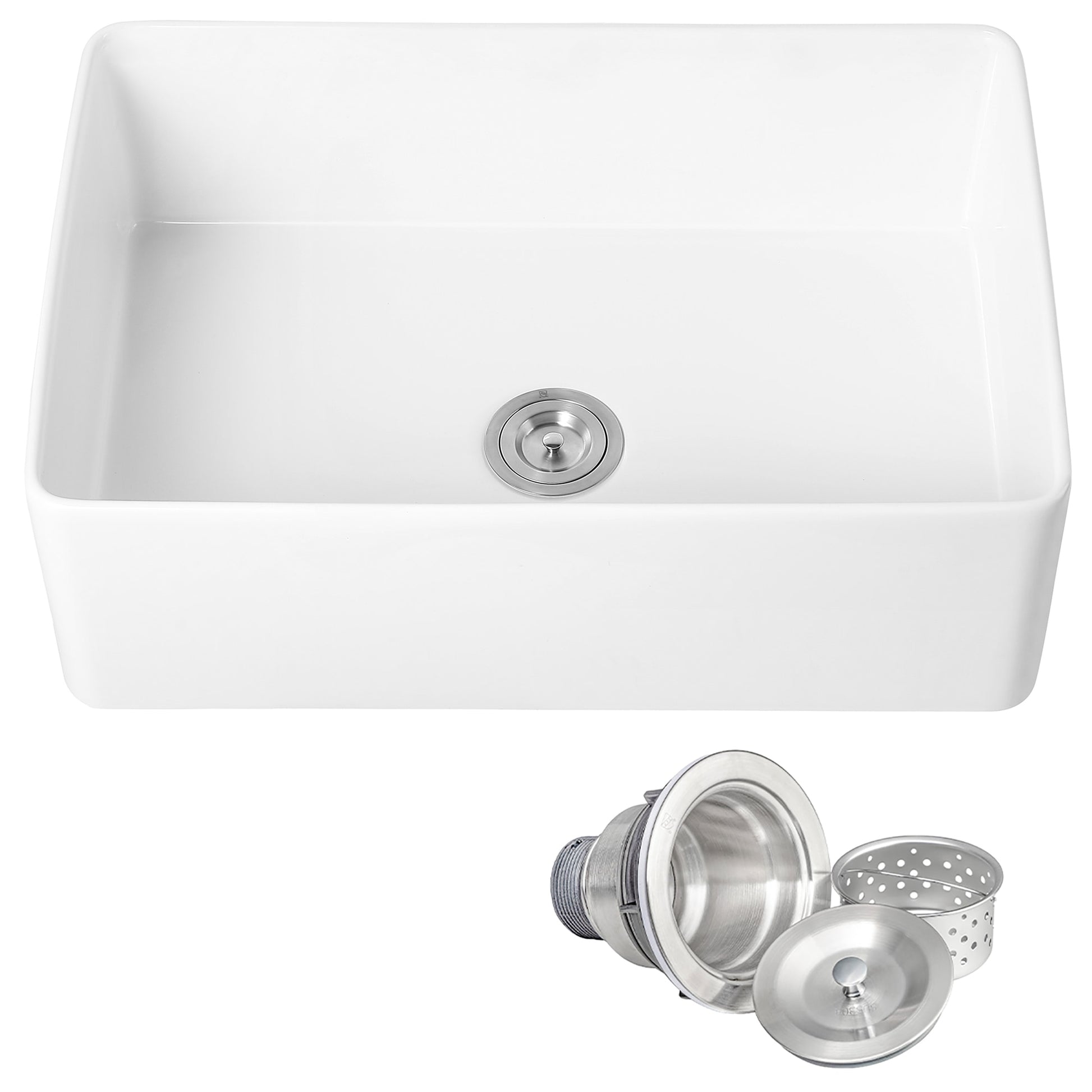 AKDY Fireclay Sink Farmhouse apron front 30-in x 20-in Fireclay Single bowl Kitchen Sink