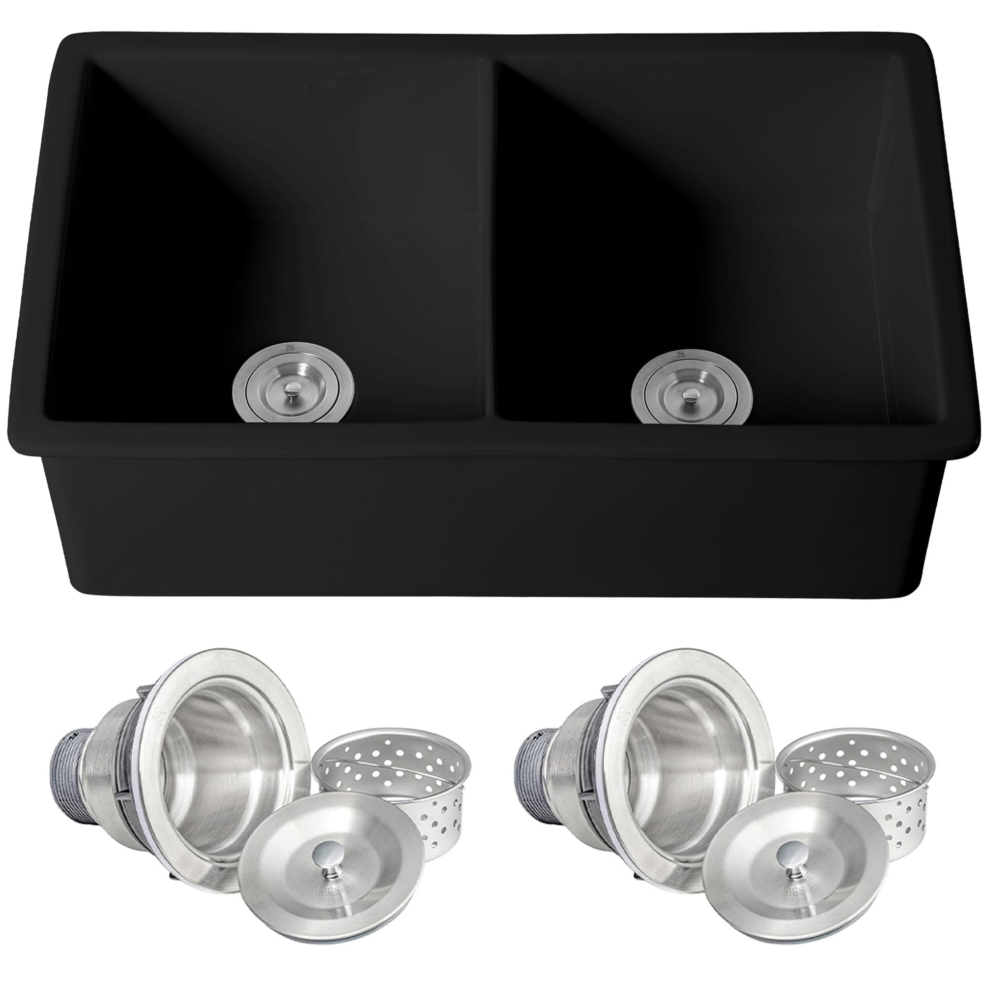 AKDY Fireclay Sink Undermount 32-in x 19-in Fireclay Double equal bowl Kitchen Sink