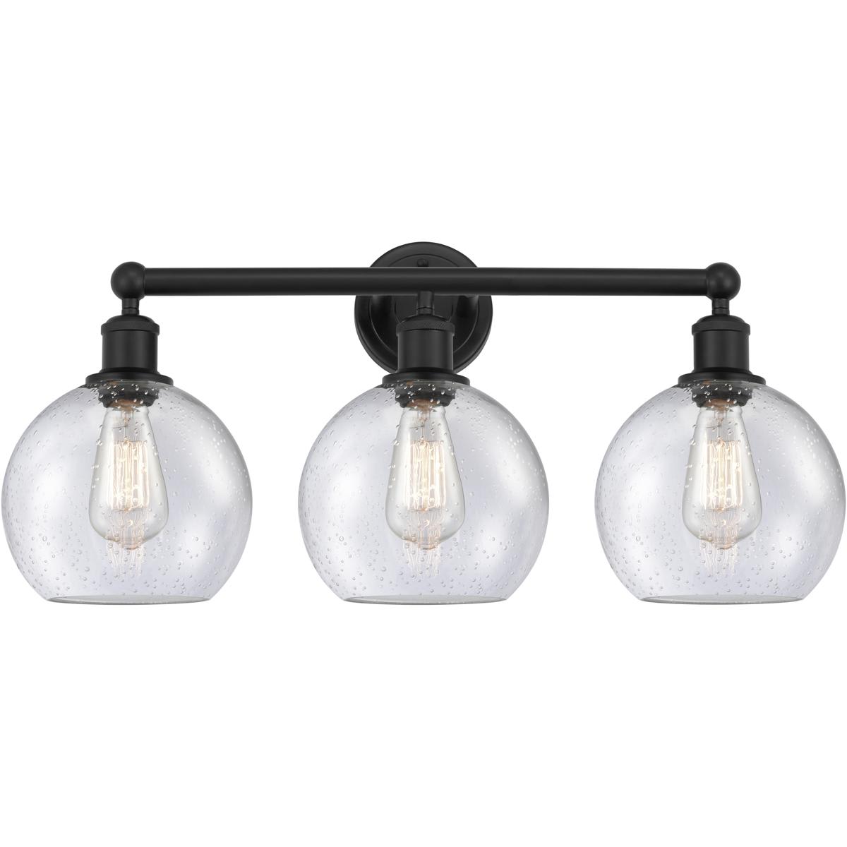 Innovations Lighting  616-3W-BK-G124-8 Athens Bathroom Vanity Light Matte Black