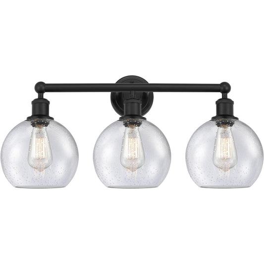 Innovations Lighting  616-3W-BK-G124-8 Athens Bathroom Vanity Light Matte Black