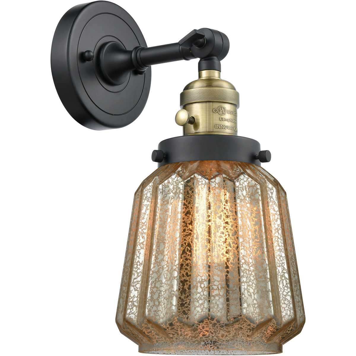 Innovations Lighting  203SW-BAB-G146 Franklin Restoration Chatham Wall Sconce Black Antique Brass