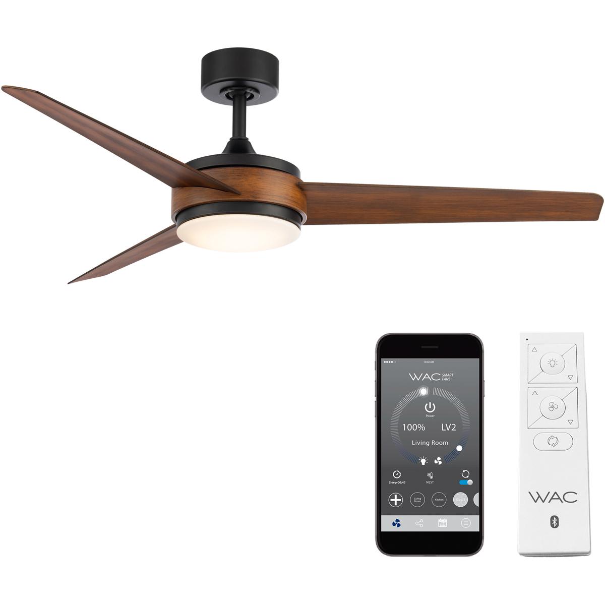 WAC Lighting  F-054L-MB/DK Mod Indoor Ceiling Fan Matte Black Distressed Koa