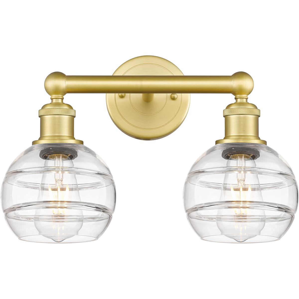 Innovations Lighting  616-2W-SG-G556-6CL Edison Rochester Bathroom Vanity Light Satin Gold