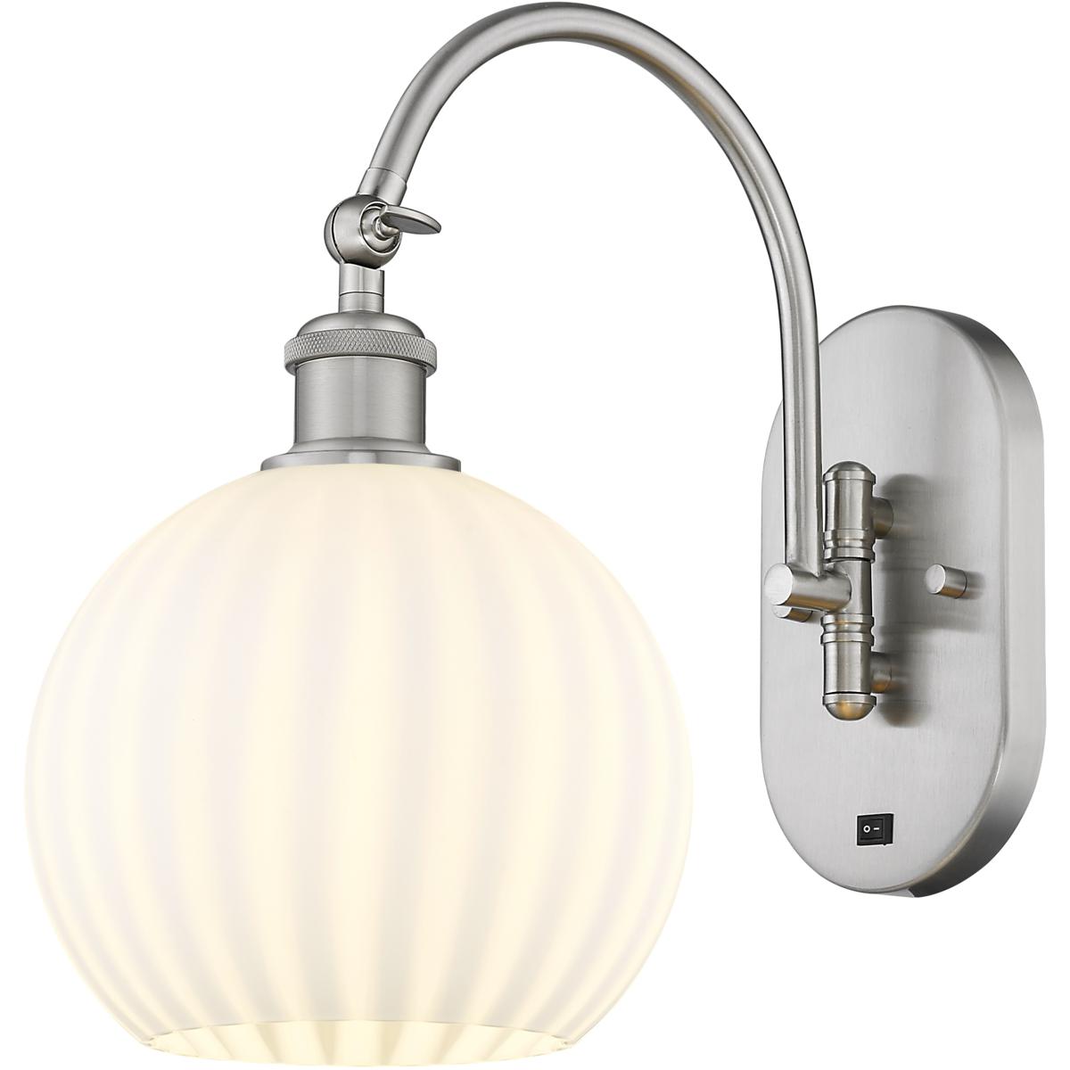Innovations Lighting  518-1W-SN-G1217-8WV Ballston White Venetian Wall Sconce Brushed Satin Nickel