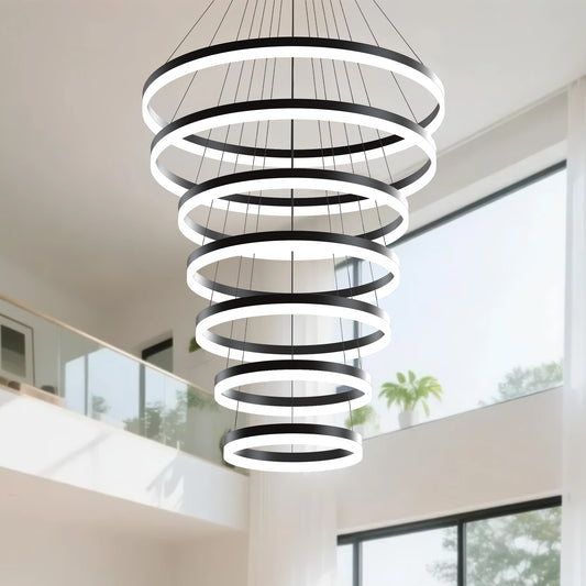 YANSUN 7 -Light Nickel Modern/contemporary Tiered LED Large Indoor Hanging Pendant Light