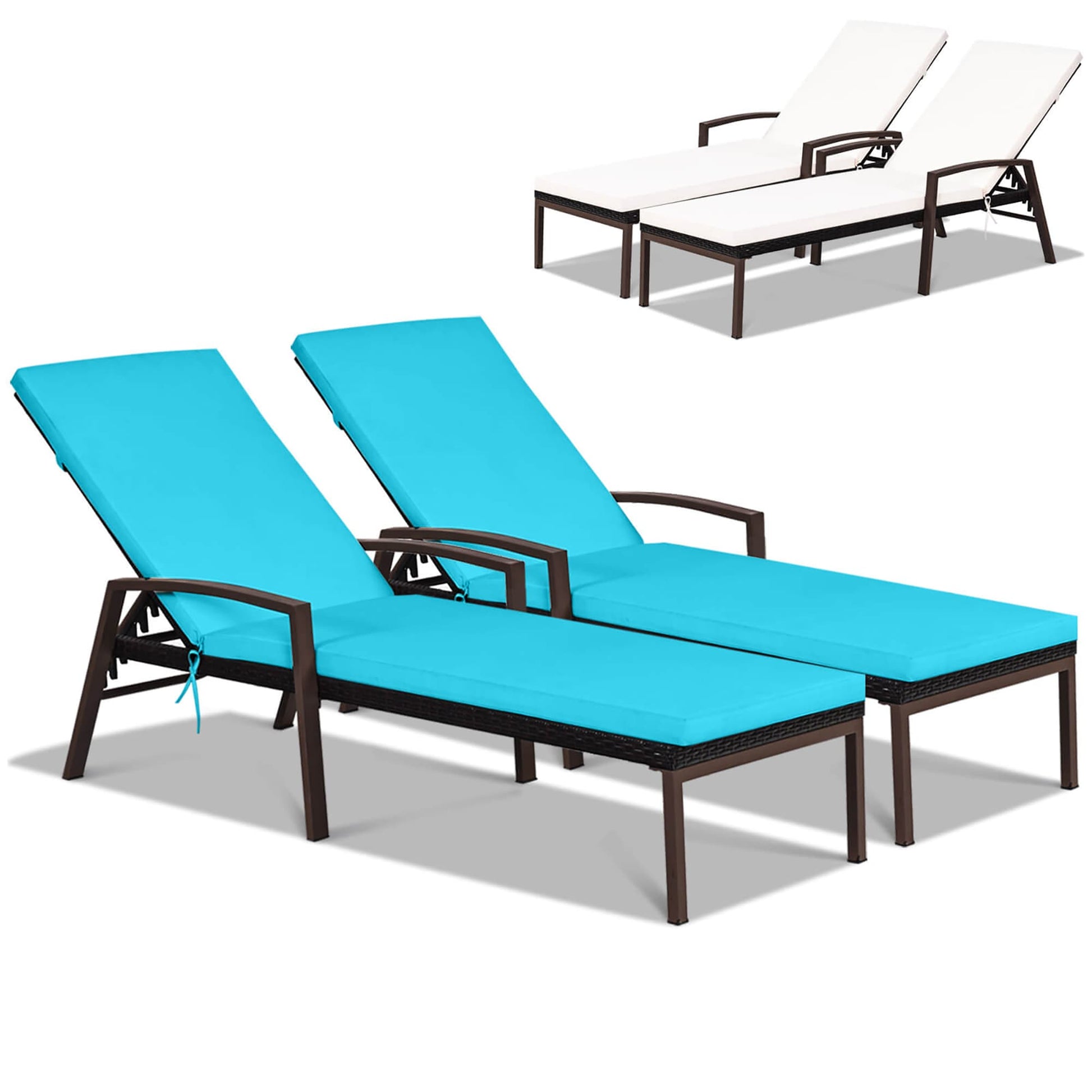 Costway Modern Turquoise Polyester/Polyester blend Chaise Lounge