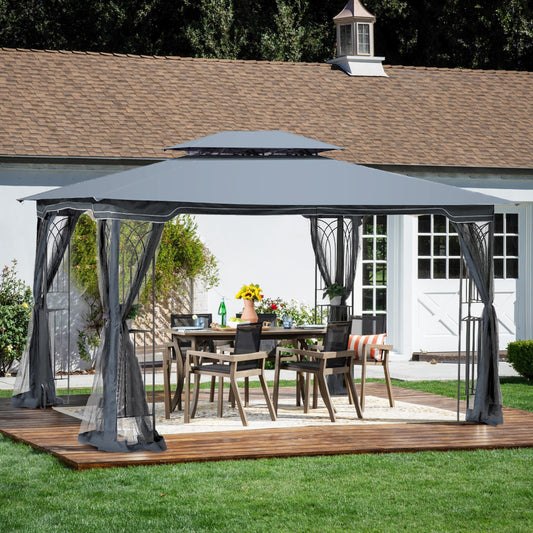 AAZJ 13-ft x 10-ft Gazebos Gray Gazebo with Soft Top Roof