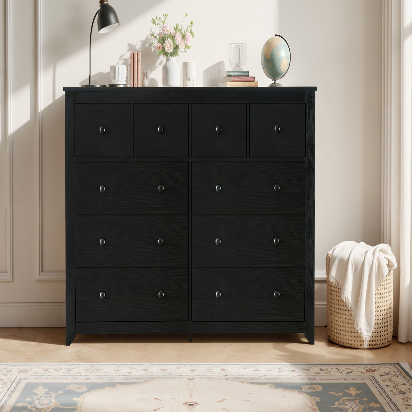 Tatayosi Modern black 10-Drawer Dresser for Bedroom - Ample Storage Wide Chest of Drawers Sturdy Safe