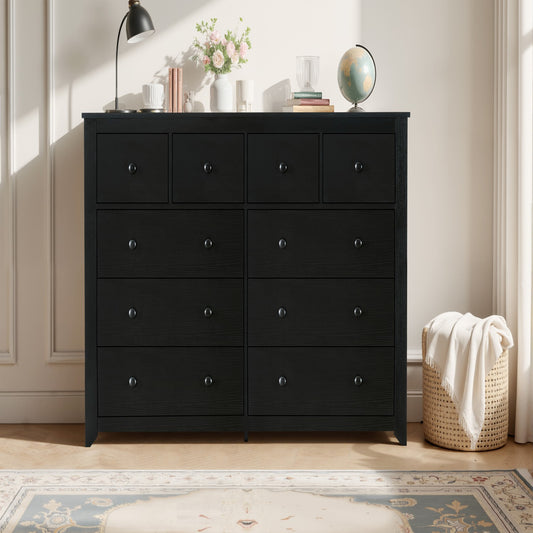 Tatayosi Modern black 10-Drawer Dresser for Bedroom - Ample Storage Wide Chest of Drawers Sturdy Safe