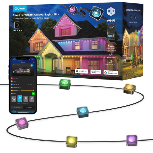 Govee 100-ft Plug-in Black Indoor/Outdoor String Light with Color changing -Light LED Mini Bulbs Bluetooth Compatibility Wi-Fi Compatibility