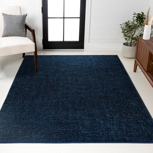 JONATHAN  Y SUPERSOFT Haze 10 x 14 (ft) Loomed Polypropylene Navy Rectangular Indoor Solid Mid-Century Modern Spot Clean Only Pet Friendly Area rug