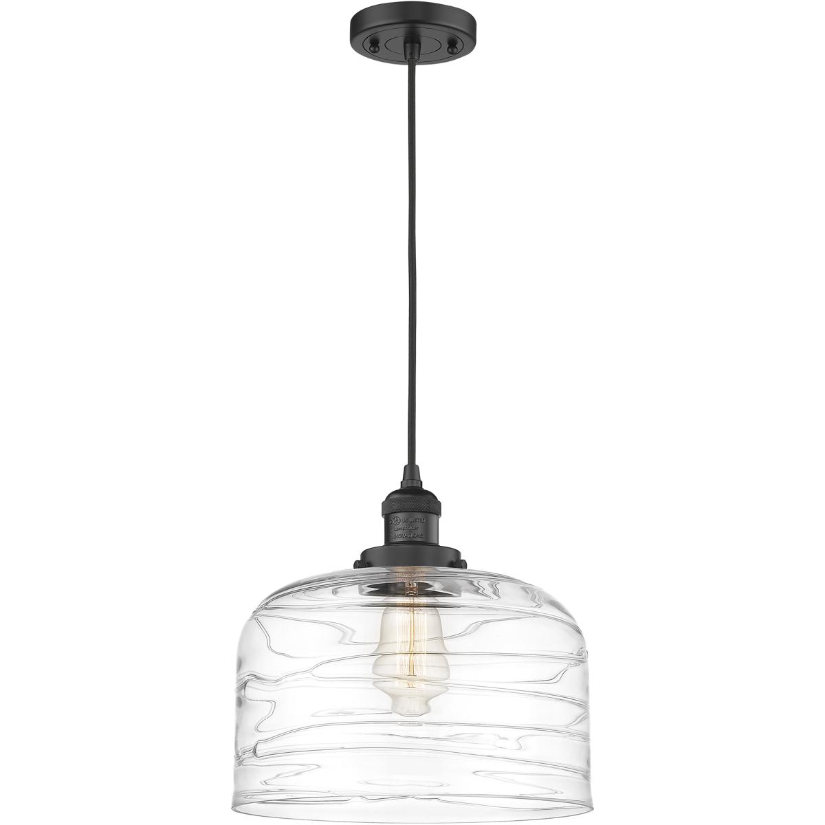Innovations Lighting  201C-BK-G713-L Franklin Restoration Bell Mini Pendant Matte Black